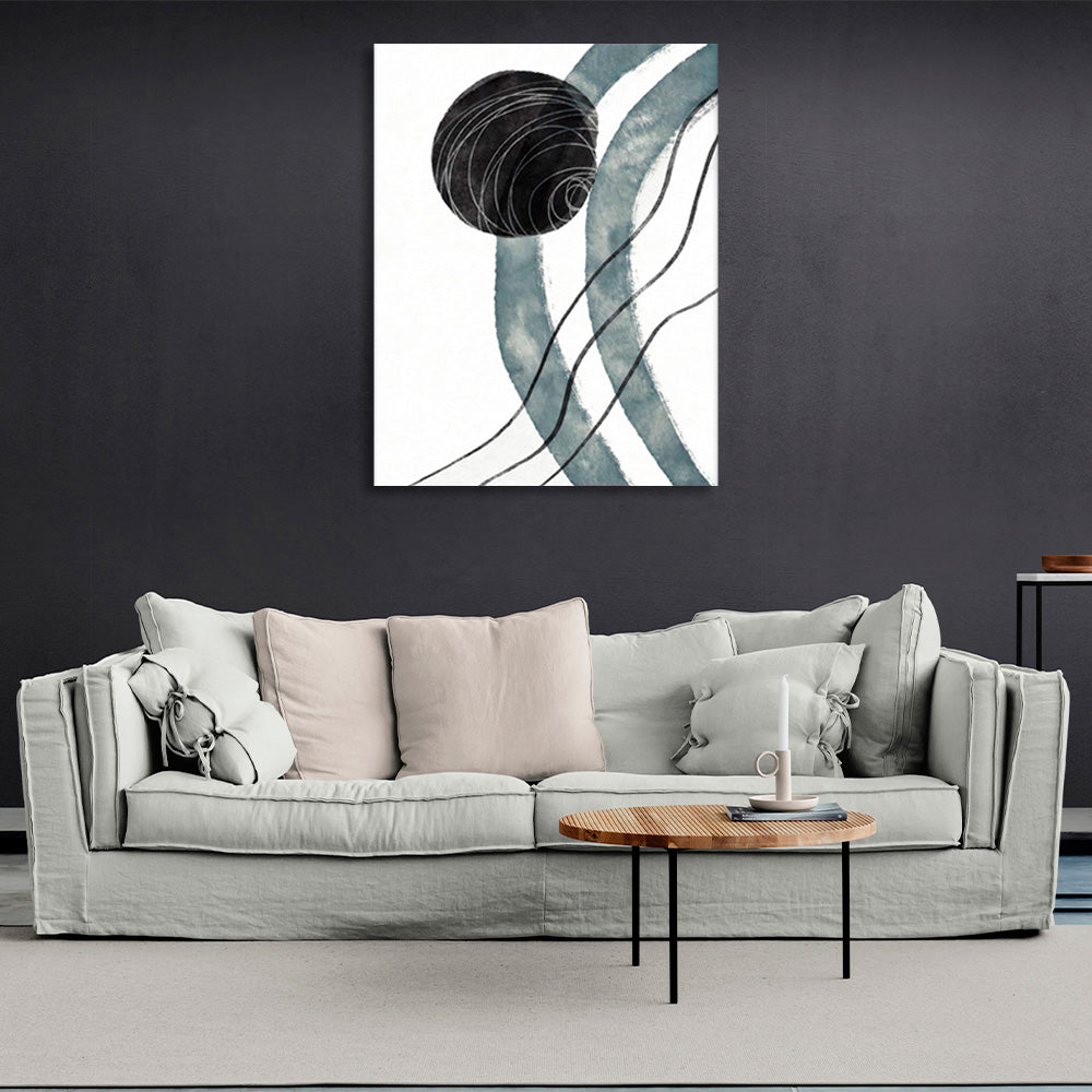 Abstraction in black and gray on a white background Abstraction Canvas Wall Art Print