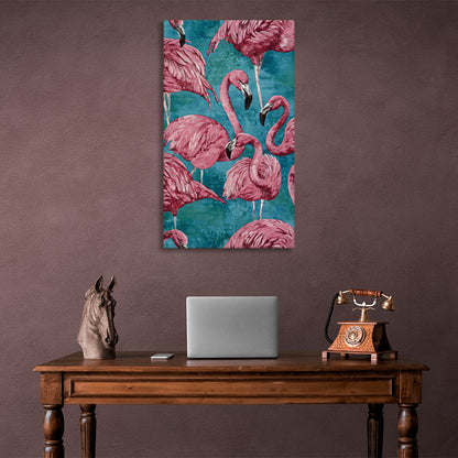 A flock of flamingos Canvas Wall Art Print