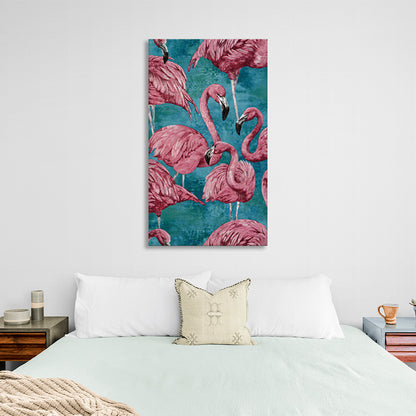 A flock of flamingos Canvas Wall Art Print