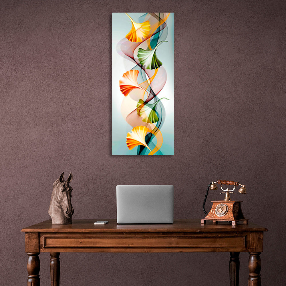 Abstraction leaves on turquoise background Abstraction Canvas Wall Art Print