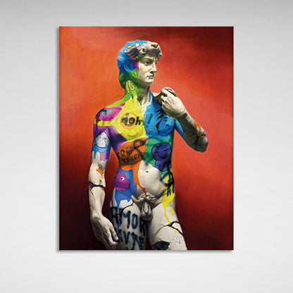 Greek sculpture in graffiti colors Canvas Wall Art Print