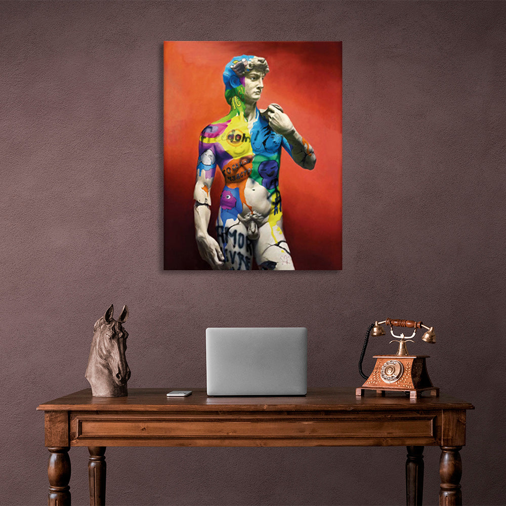 Greek sculpture in graffiti colors Canvas Wall Art Print