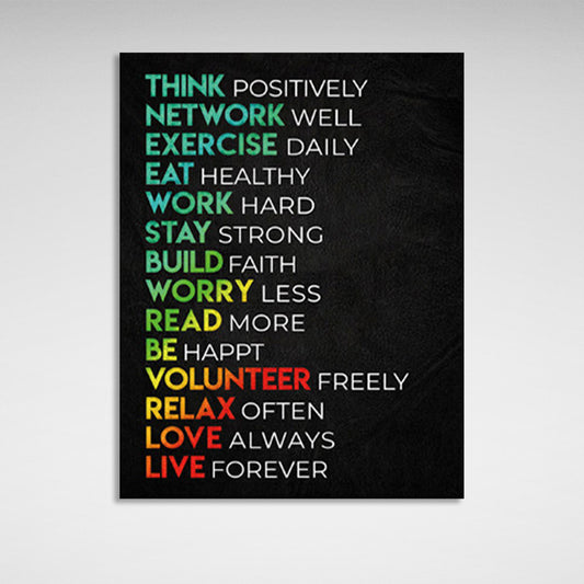 Rules for a happy life Motivational Canvas Wall Art Print