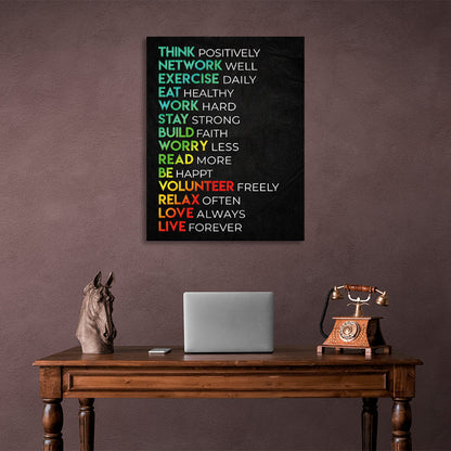 Rules for a happy life Motivational Canvas Wall Art Print