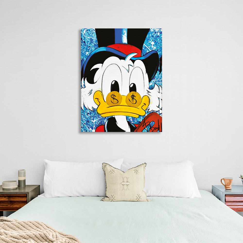 Scrooge with a hat and glasses Inspirational Canvas Wall Art Print