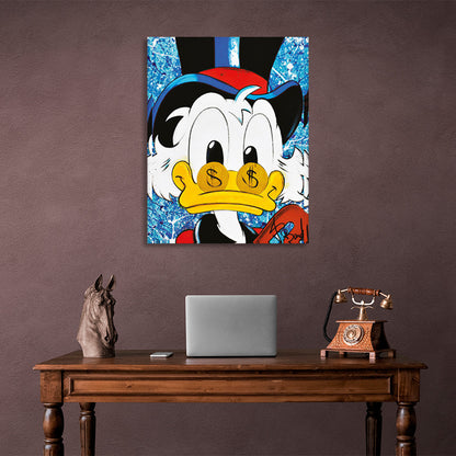 Scrooge with a hat and glasses Inspirational Canvas Wall Art Print