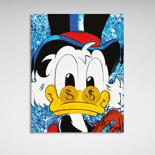 Scrooge with a hat and glasses Inspirational Canvas Wall Art Print