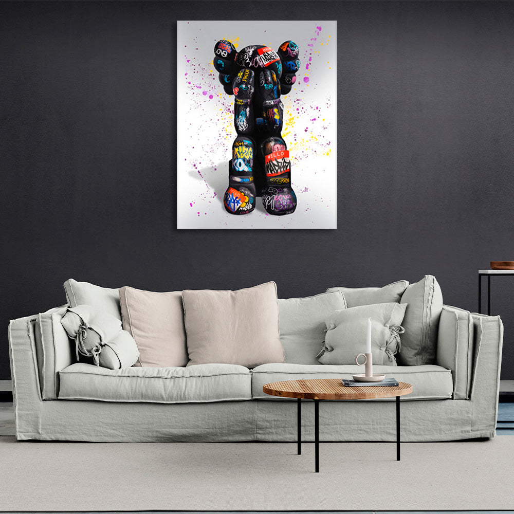 A graffiti-style bullshit doll Canvas Wall Art Print