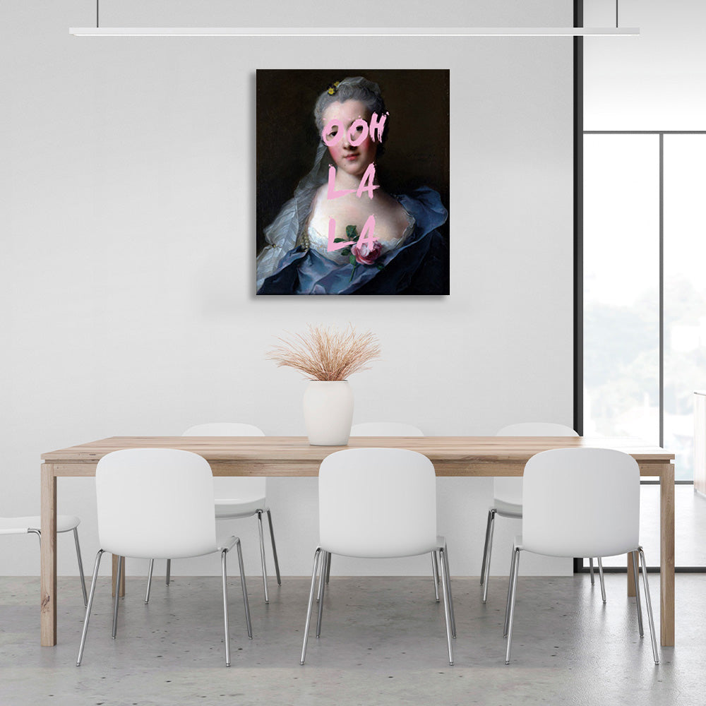 A girl on a black background with the inscription Canvas Wall Art Print