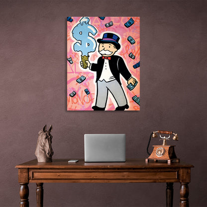 Alec Monopoly with ice cream in the shape of a dollar sign Canvas Wall Art Print