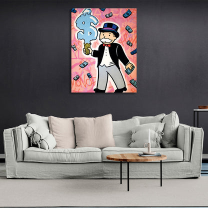 Alec Monopoly with ice cream in the shape of a dollar sign Canvas Wall Art Print