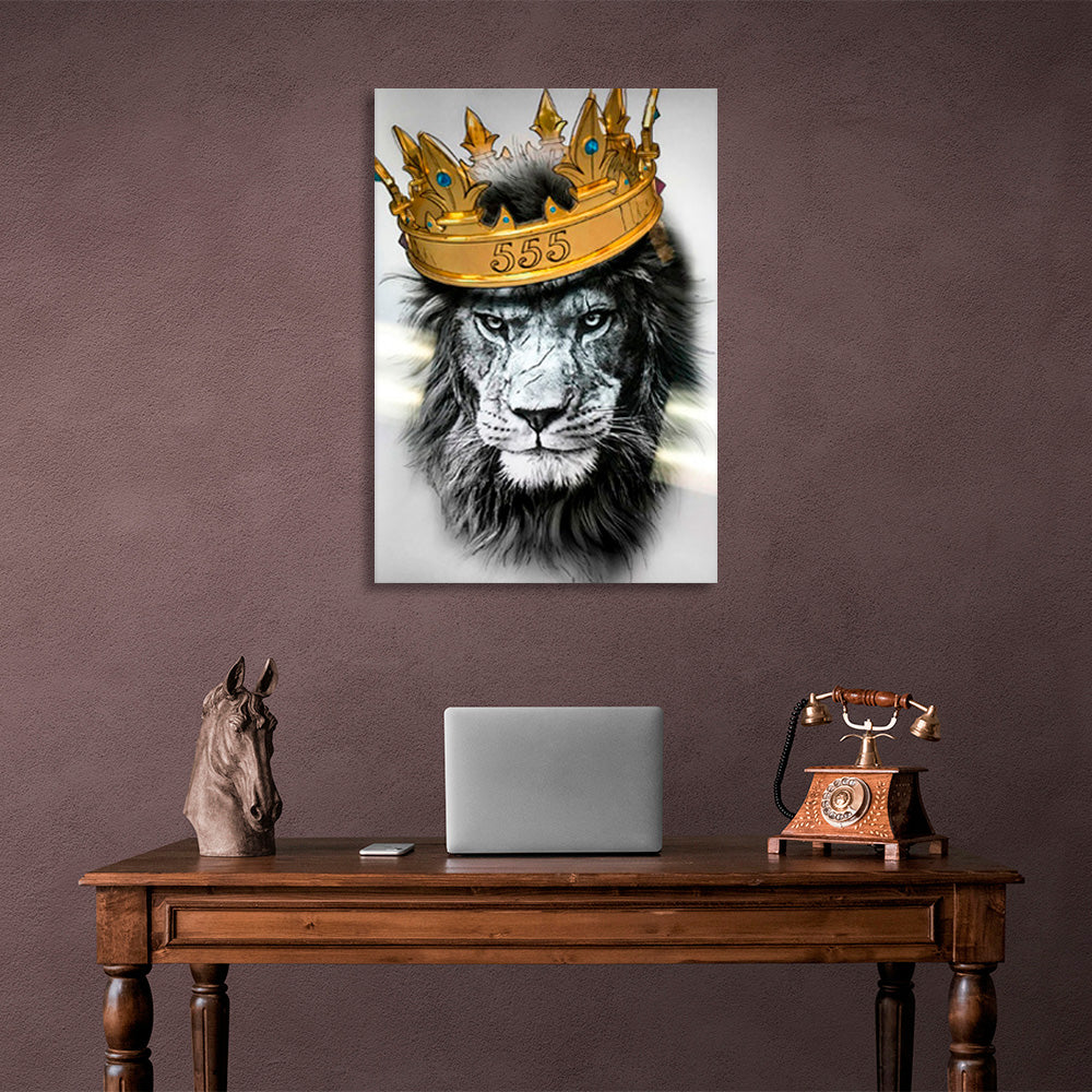 A lion with a crown Canvas Wall Art Print