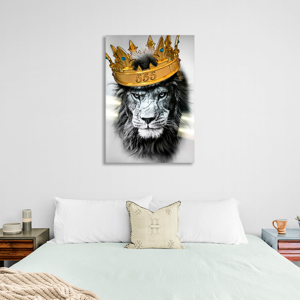 A lion with a crown Canvas Wall Art Print