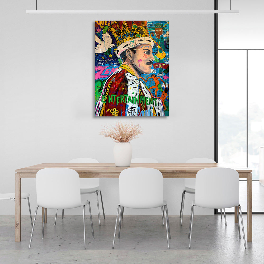 A man with a graffiti-style crown Canvas Wall Art Print