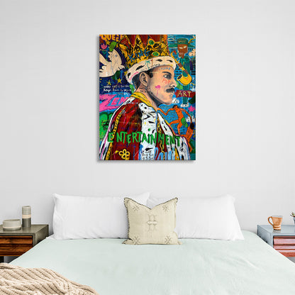 A man with a graffiti-style crown Canvas Wall Art Print