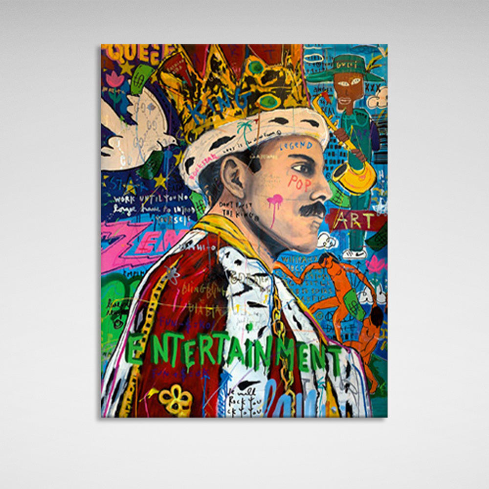 A man with a graffiti-style crown Canvas Wall Art Print