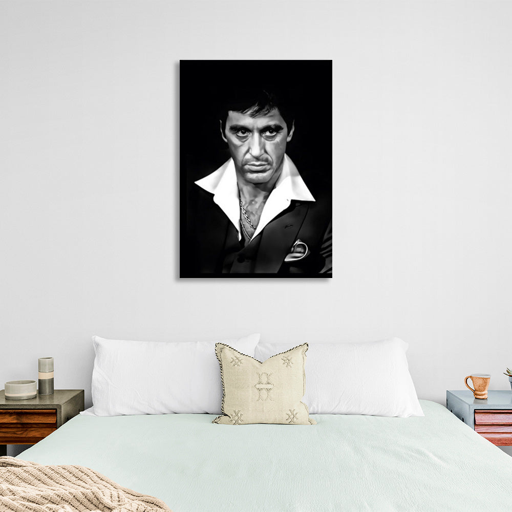 Al Pacino against a black background Canvas Wall Art Print