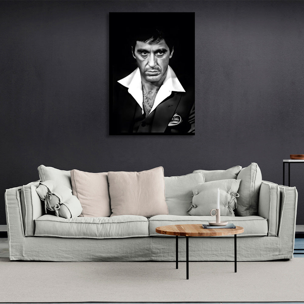 Al Pacino against a black background Canvas Wall Art Print