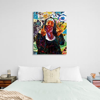 Graffiti-style nun Canvas Wall Art Print