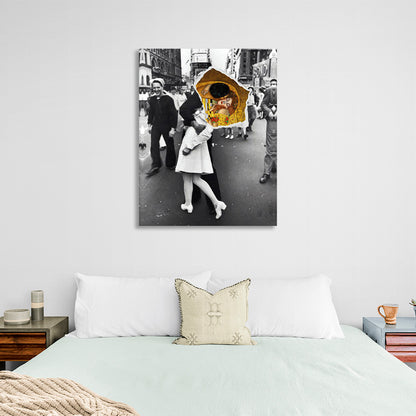 Black and white photo with color detail Canvas Wall Art Print