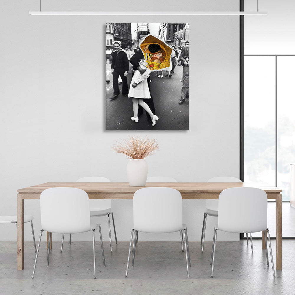 Black and white photo with color detail Canvas Wall Art Print