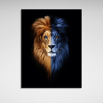 Yellow and blue lion Canvas Wall Art Print