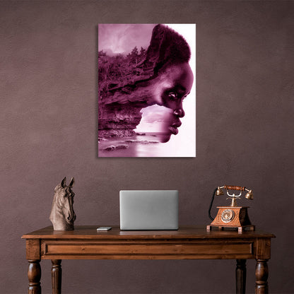 African-American woman and nature Canvas Wall Art Print