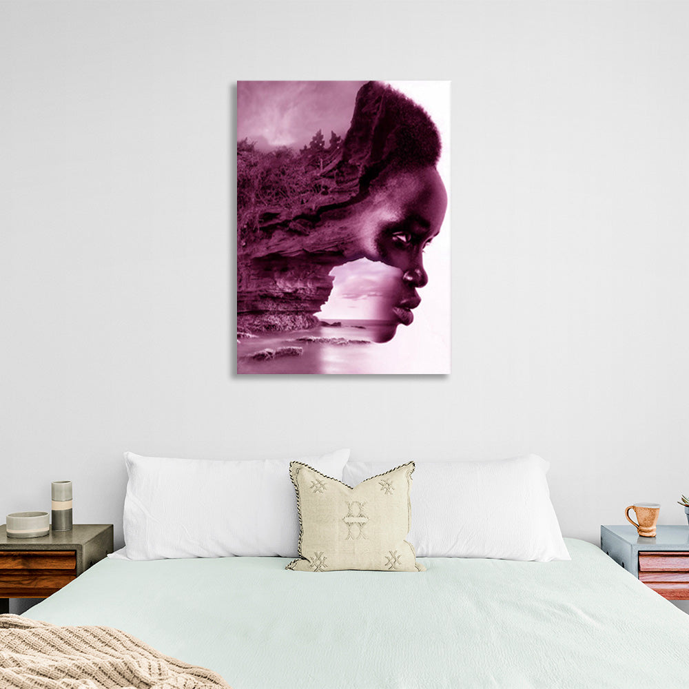 African-American woman and nature Canvas Wall Art Print