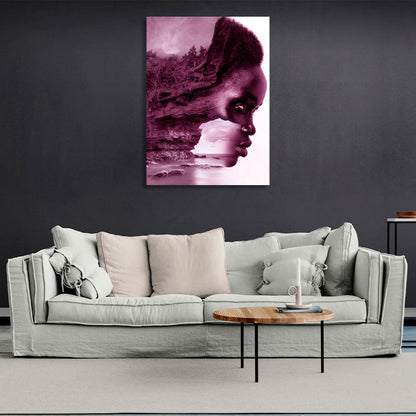 African-American woman and nature Canvas Wall Art Print