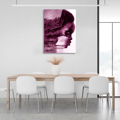 African-American woman and nature Canvas Wall Art Print