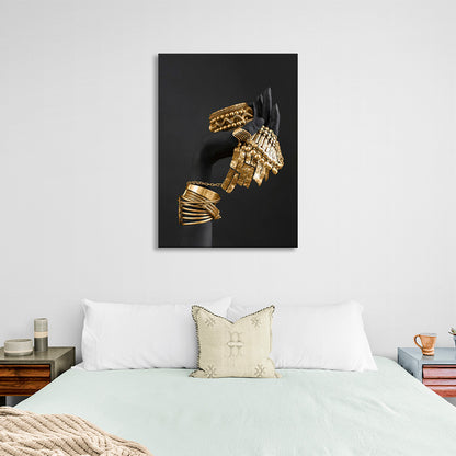 The hand with the gold jewelry Canvas Wall Art Print