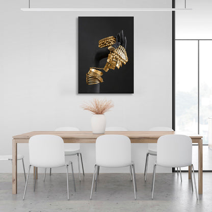 The hand with the gold jewelry Canvas Wall Art Print