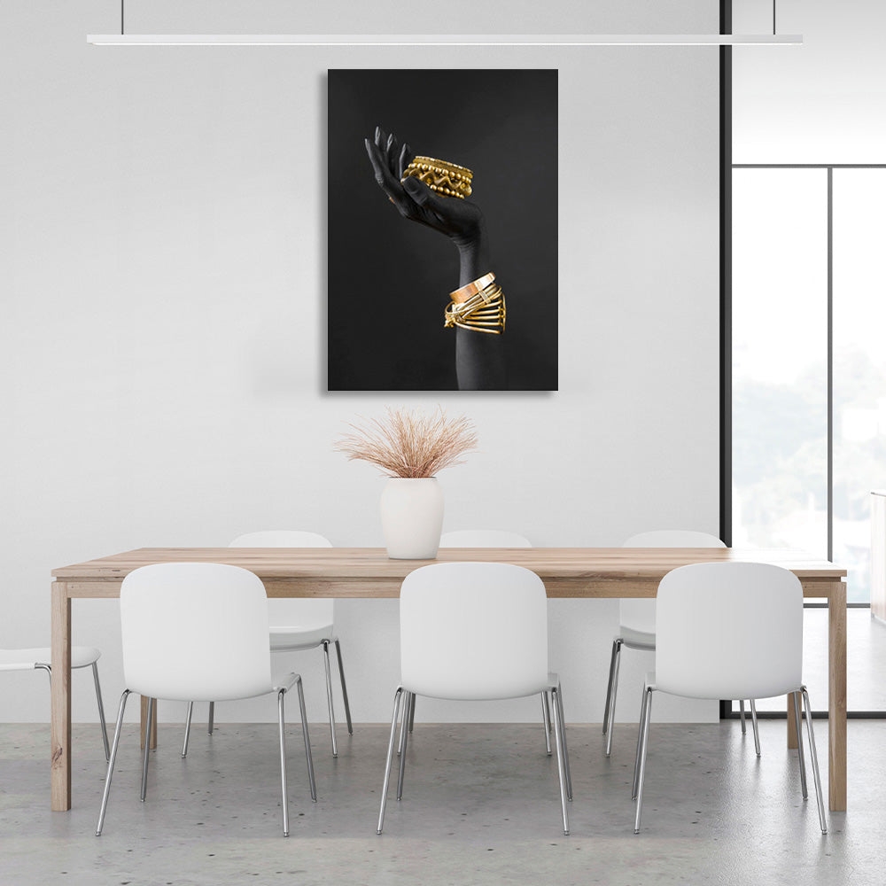 The hand with the gold bracelets Canvas Wall Art Print