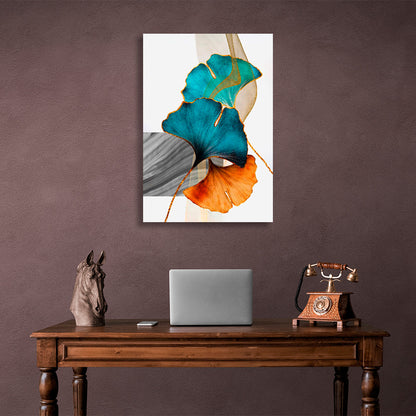 Abstraction in green gray and orange Abstraction Canvas Wall Art Print