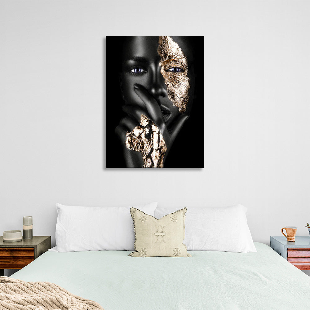 The girl with the gold details Canvas Wall Art Print