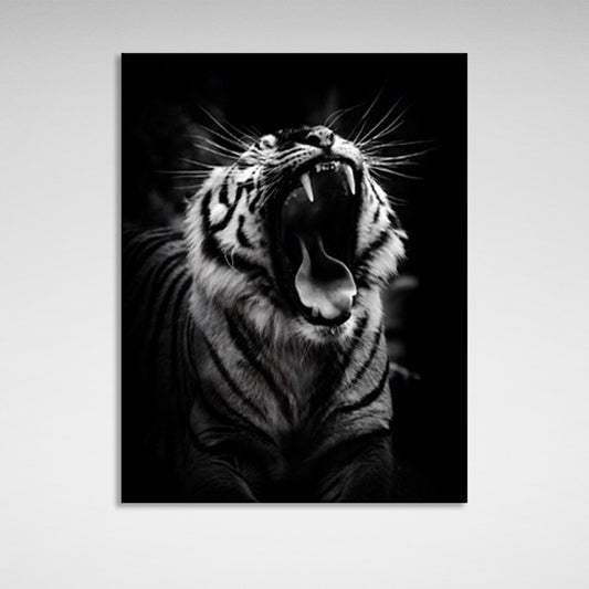 Tiger on black background Canvas Wall Art Print