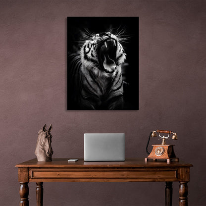 Tiger on black background Canvas Wall Art Print