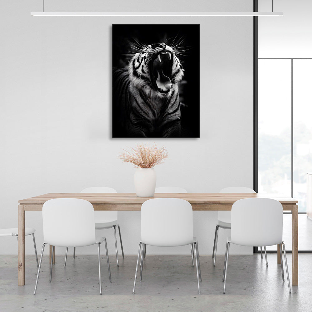 Tiger on black background Canvas Wall Art Print