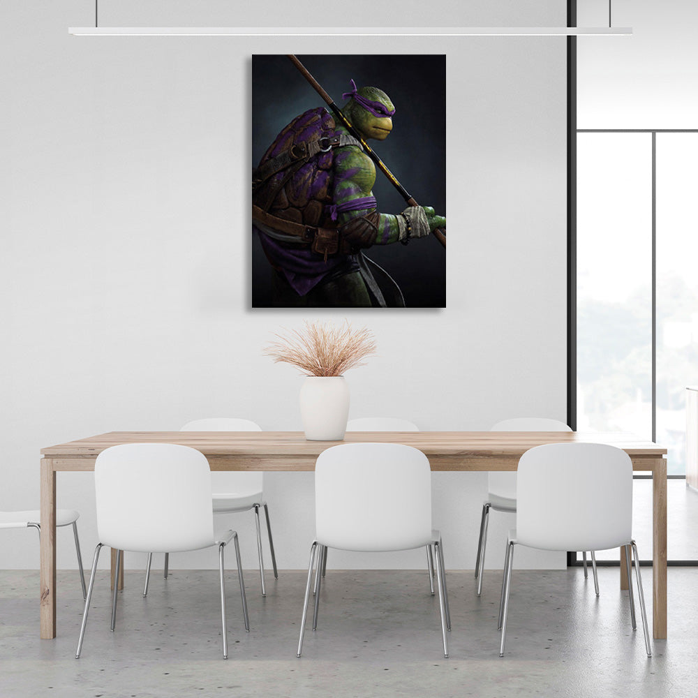 Ninja Turtle on a dark background Canvas Wall Art Print