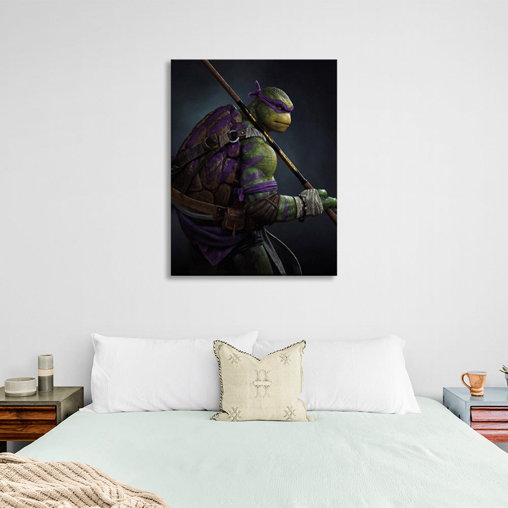 Ninja Turtle on a dark background Canvas Wall Art Print