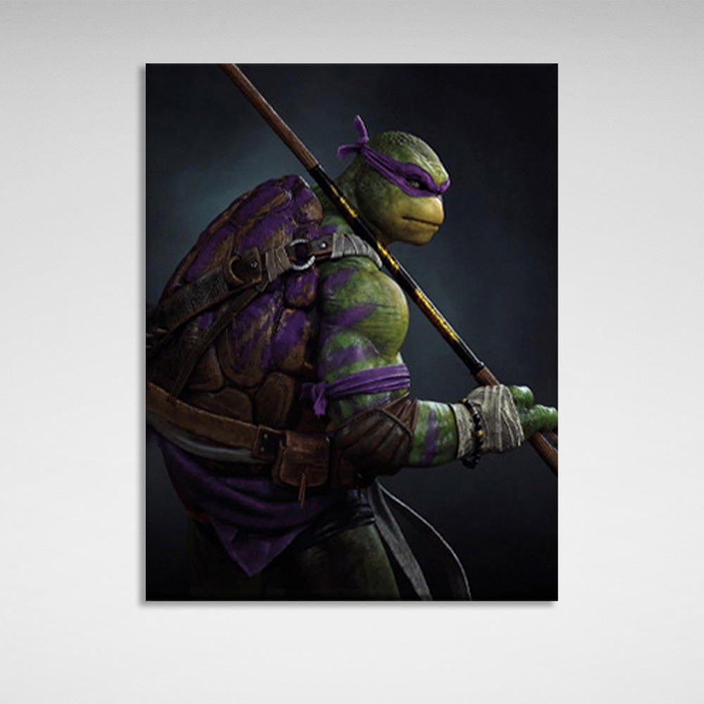 Ninja Turtle on a dark background Canvas Wall Art Print