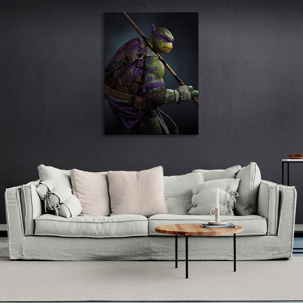 Ninja Turtle on a dark background Canvas Wall Art Print