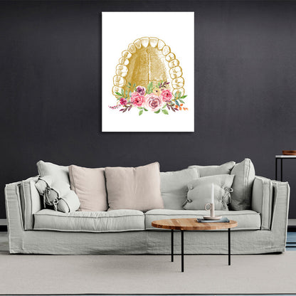 Teeth flowers on a white background Canvas Wall Art Print