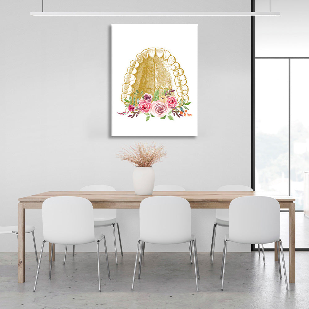 Teeth flowers on a white background Canvas Wall Art Print