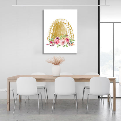 Teeth flowers on a white background Canvas Wall Art Print