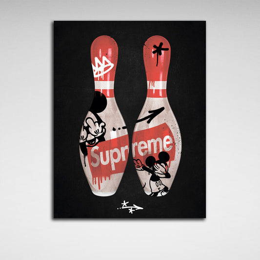 Bowling pin Mickey Canvas Wall Art Print