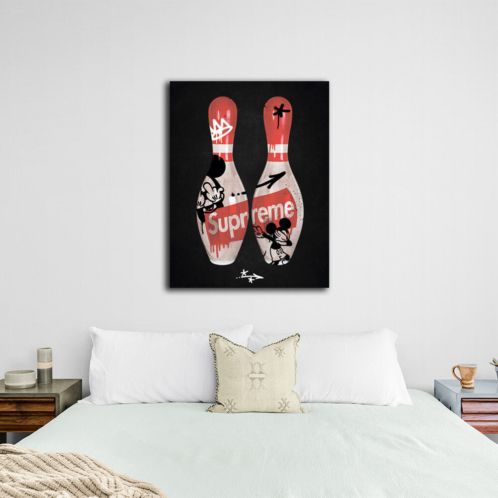 Bowling pin Mickey Canvas Wall Art Print