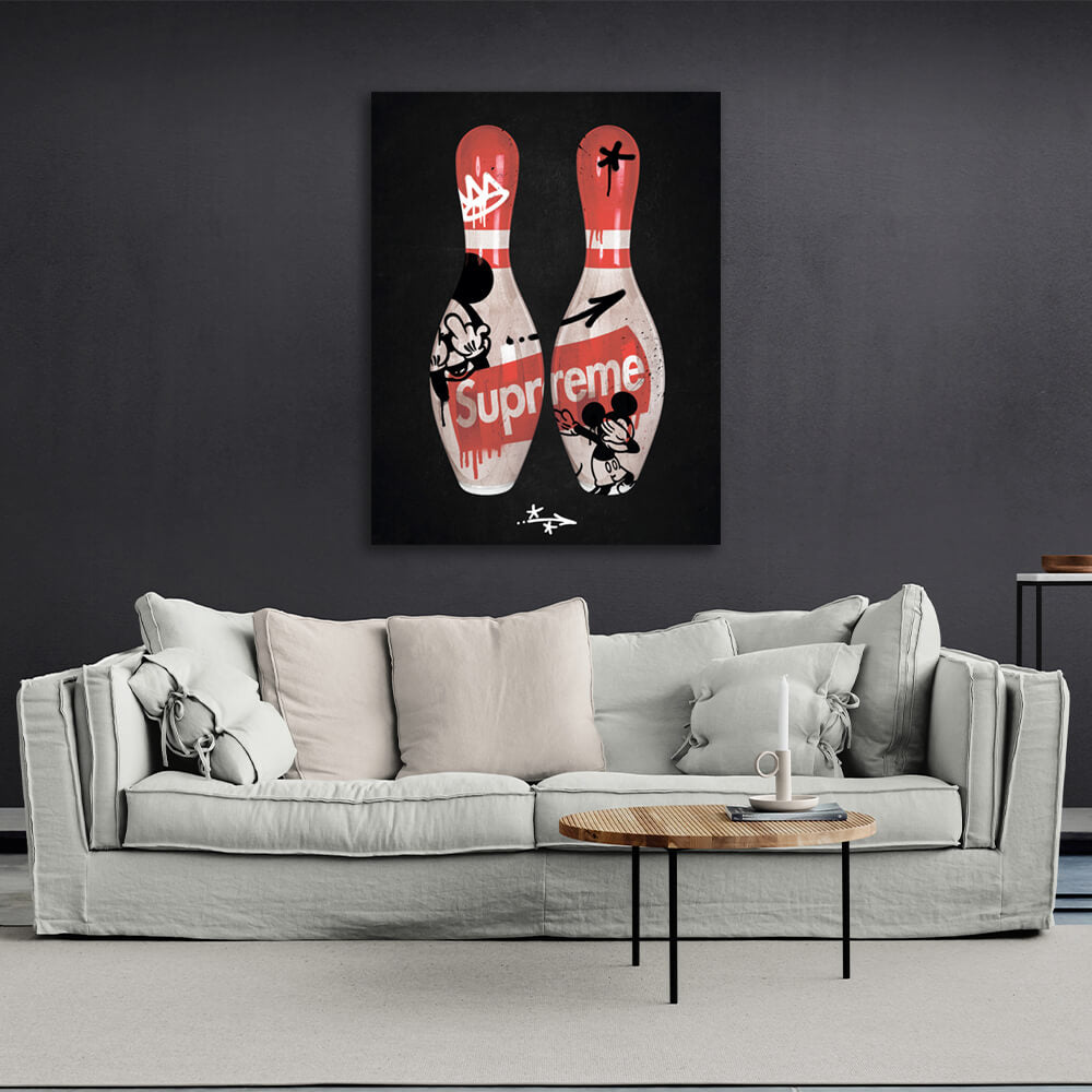 Bowling pin Mickey Canvas Wall Art Print