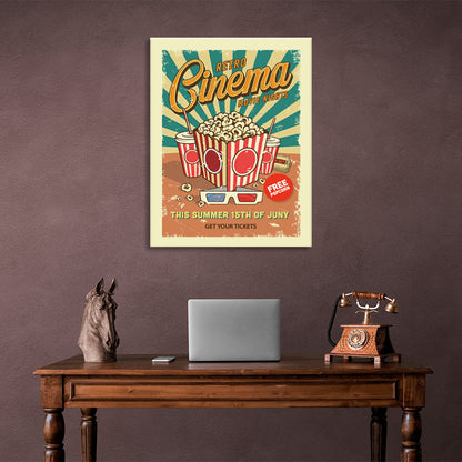 Popcorn glasses for movies with inscriptions Canvas Wall Art Print