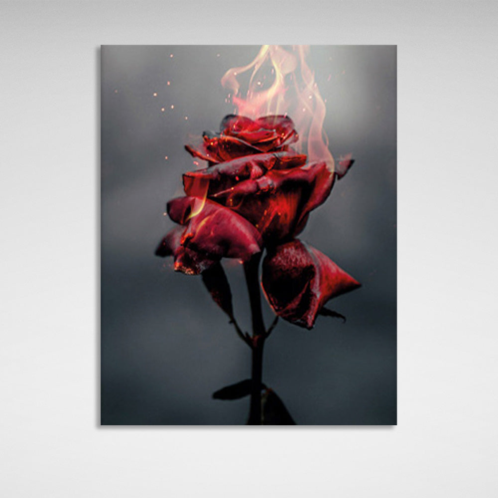 A blazing rose on a pastel background Canvas Wall Art Print